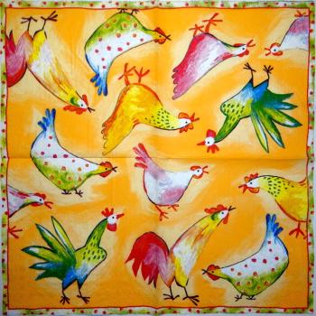 012 Rooster,  Hen - 3 ply - (orange)